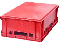 Ящик пластиковый мясной сплошной Е2 (евроформат), 600х400х200 мм, 42 л, красный [207-P]