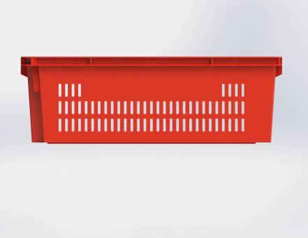 Ящик пластиковый пищевой конусный перфорированный, 600х400х200 мм, красный [12.433.99.PE.R]