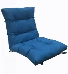 Матрас для скамеек из хлопка с пуговицами Синий (П)