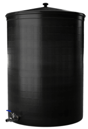 Бочка пластиковая садовая с краном 3/4&quot; из латуни для дождевой воды и полива, 150л, черный [342]