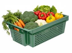 Ящик пластиковый перфорированный, 600x400x200 мм, 48 л, зеленый [102]