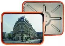 Зеркало сферическое прямоугольное с козырьком из нержавеющей стали 450x600 мм