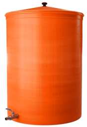 Бочка пластиковая садовая с краном 3/4&quot; из латуни для дождевой воды и полива, 150л, терракотовый [352]