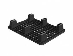 Паллет (поддон) пластиковый перфорированный на ножках, 800х600х140 мм, ЭКО, черный [02.116.99R]