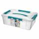 Ящик для хранения универсальный с замками и ручкой Grand box, 10л, голубой