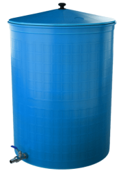 Бочка пластиковая садовая с краном 3/4&quot; из латуни для дождевой воды и полива, 150л, голубой [362]