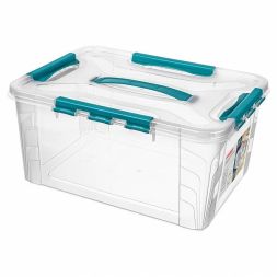 Ящик для хранения универсальный с замками и ручкой Grand box, 15,3л, голубой