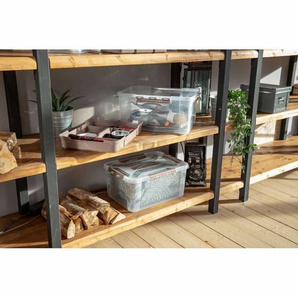 Ящик для хранения универсальный с замками и ручкой Grand box, 15,3л, голубой