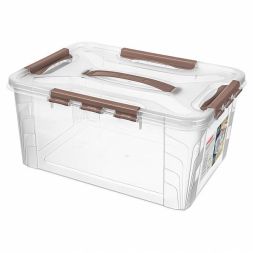 Ящик для хранения универсальный с замками и ручкой Grand box, 15,3л, коричневый