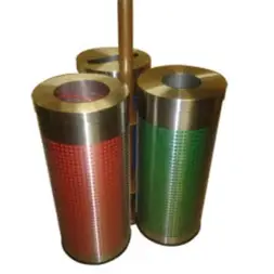 Урна Молл, шлифованная, перфорированная с разноцветными емкостями 3х27 л