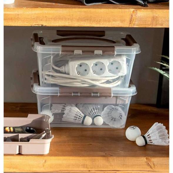 Ящик для хранения универсальный с замками и ручкой Grand box, 4,2л, голубой