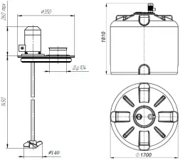 Емкость TR 3000 с пропеллерной мешалкой