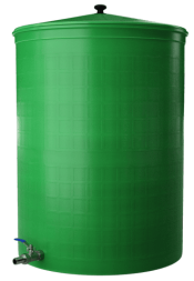 Бочка пластиковая садовая с краном 3/4&quot; из латуни для дождевой воды и полива, 300л, зеленый [333]