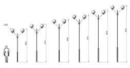 Стальной фонарный столб Т-08-2 со светильниками 5,61 м