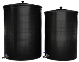 Бочка пластиковая садовая с краном 3/4&quot; из латуни для дождевой воды и полива, 300л, черный [343]