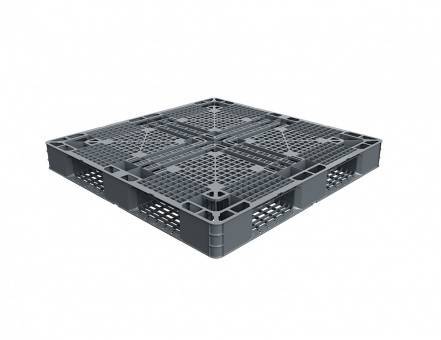 Паллет (поддон) пластиковый перфорированный на 3-х полозьях, 1050х1050х120 мм, серый [02.111.91]