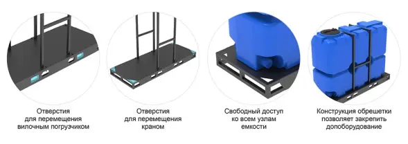 Емкость ST 2000л с патрубками 100мм с откидной крышкой оранжевая