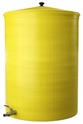 Бочка пластиковая садовая с краном 3/4&quot; из латуни для дождевой воды и полива, 300л, желтый [373]