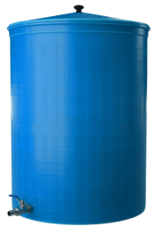 Бочка пластиковая садовая с краном 3/4&quot; из латуни для дождевой воды и полива, 300л, голубой [363]