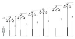 Стальной фонарный столб Т-12-3 со светильником 6,161 м