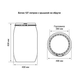 Бочка пластиковая с крышкой и металлическим обручем, 127 л, синий [22010005]