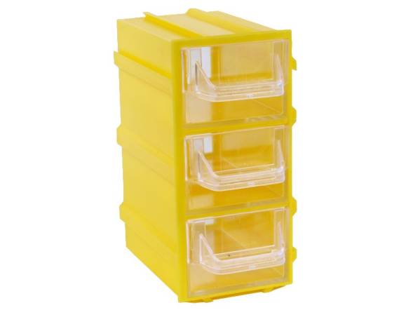 Контейнер (бокс) пластиковый для хранения мелочей К4, желтый/прозрачный
