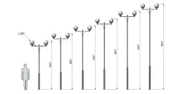 Стальной фонарный столб Т-14-2 со светильниками 4,327 м