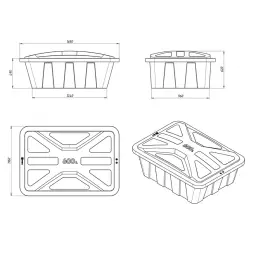 Ванна пластиковая пищевая с крышкой KN, 600 л, 1.5 г/см³, HDPE, синий [121207.0600.601.001]