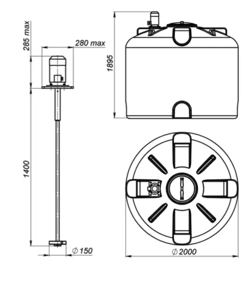 Емкость TR 4500 синий с турбинной мешалкой
