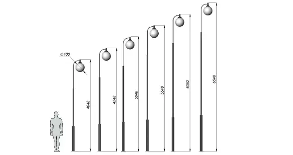 Стальной фонарный столб Т-21 со светильником 5,048 м