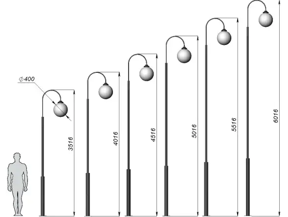 Стальной фонарный столб Т-22 со светильником 4,516 м