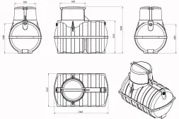 Емкость подземная U 3000 с выходом черный