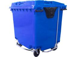 Пластиковый мусорный контейнер на колесах с педальным приводом, 1100л, синий