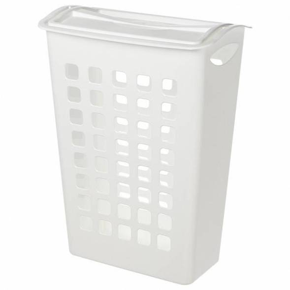 Корзина для белья с поворотной крышкой узкая, белая
