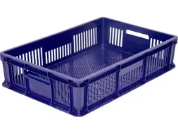 Ящик пластиковый перфорированный, 600×400×140 мм, 27 л, зелёный [705.01.03]