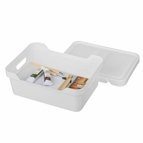 Ящик с крышкой универсальный Luxe, 12л, светло-серый