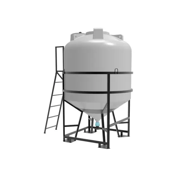 Емкость ЦКТ 5000 л с патрубком 90мм с фланцем под плотность до 1,2 г/см3 белая в обрешетке с лестницей