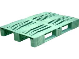 Паллет (поддон) пластиковый перфорированный на 3-х полозьях, 1200х800х150 мм, синий [1200800150-02]