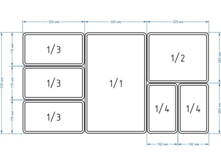 Гастроемкость п/п 1/2, 325x265х65