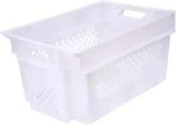 Ящик пластиковый c перфорированными стенками и дном, 600x400x300 мм, 50 л, белый [108]