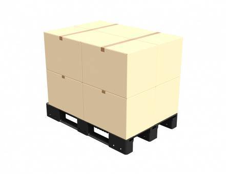 Паллет (поддон) пластиковый сплошной на 3-х полозьях, 1200x800x150 мм, ЭКО, черный [02.117F.98.R]