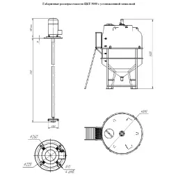 Емкость ЦКТ 5000 с патрубком 110 мм белый в обрешетке с лестницей с турбинной мешалкой