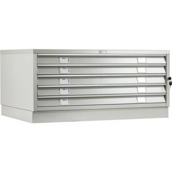 Шкаф металлический картотечный (картотека) для чертежей ПРАКТИК A0-5, А0, 5 ящиков, 491x1359x927 мм