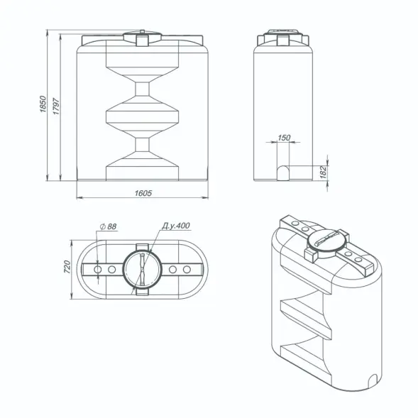 Емкость S 1500л под плотность до 1.5 г/см3 синяя