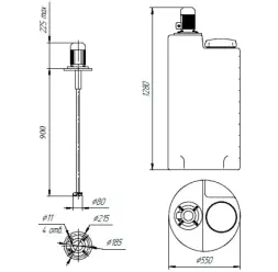 Емкость дозировочная 200 усиленная до 1.3 белая N с пропеллерной мешалкой