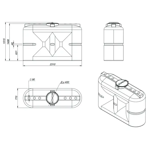 Емкость S 2000л под плотность до 1.5 г/см3 синяя