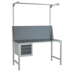 Верстак 1500 с экраном с консолями и тумбой [17259]