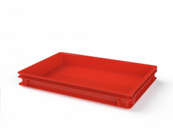 Ящик полимерный сплошной для полуфабрикатов, 600х400х75 мм, красный