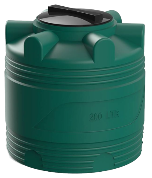 Бочка (емкость) пластиковая вертикальная с крышкой, 200 л, черный [TV200S2]