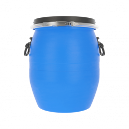Бочка пластиковая с крышкой, металлическим обручем и ручками, 48 л, 320мм, синий [БП48.02/15]